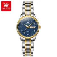 OLEVS 5567 Quartz Casual Watch Gift Alloy Watchband Round-dial Wristwatch Week Display Calendar Luminous